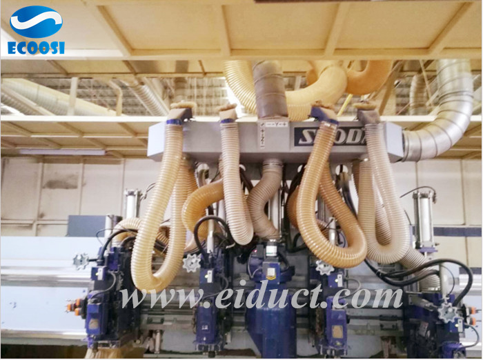 Ecoosi Flexible PU Woodworking Dust Collection Hose Working