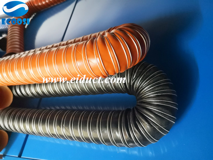 High Temperature Silicone Coated 2 Ply Fiberglass Duct Hose