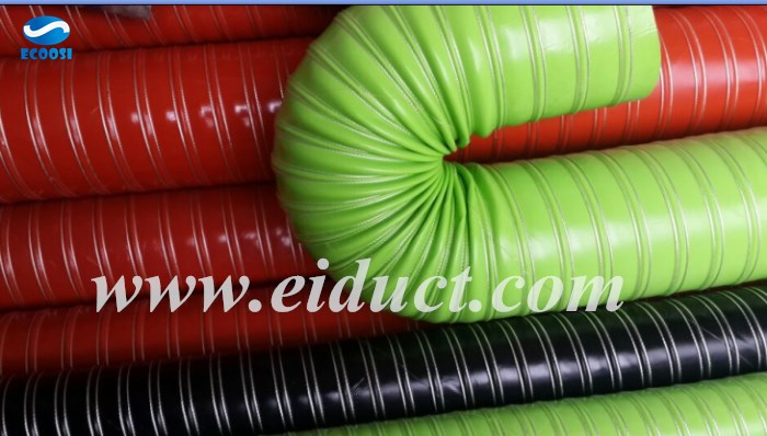 Ecoosi flexible brake cooling air ducting high-temperature silicone duct hose is made for both high and low-temperature ranges