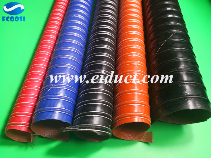 Different colors are available in Ecoosi flexible silicone 2 Ply air brake ducting hose, such as red, orange, blue, black.