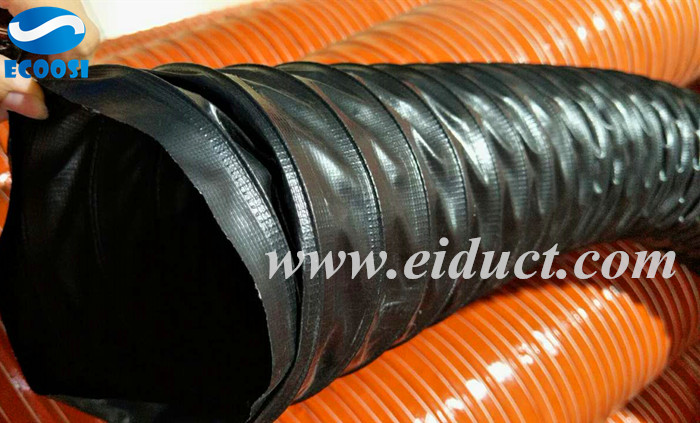 Black PVC coated polyester fabric air duct hose