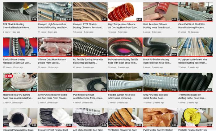 Video of industrial flexible air ducting ventilation hoses from Ecoosi Industrial Co., Ltd.